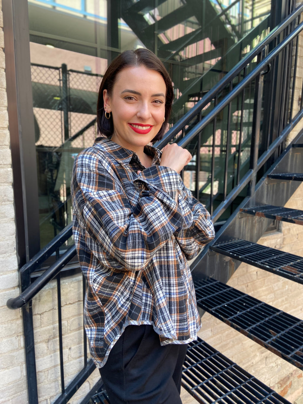 Jen Black Plaid Oversized Flannel