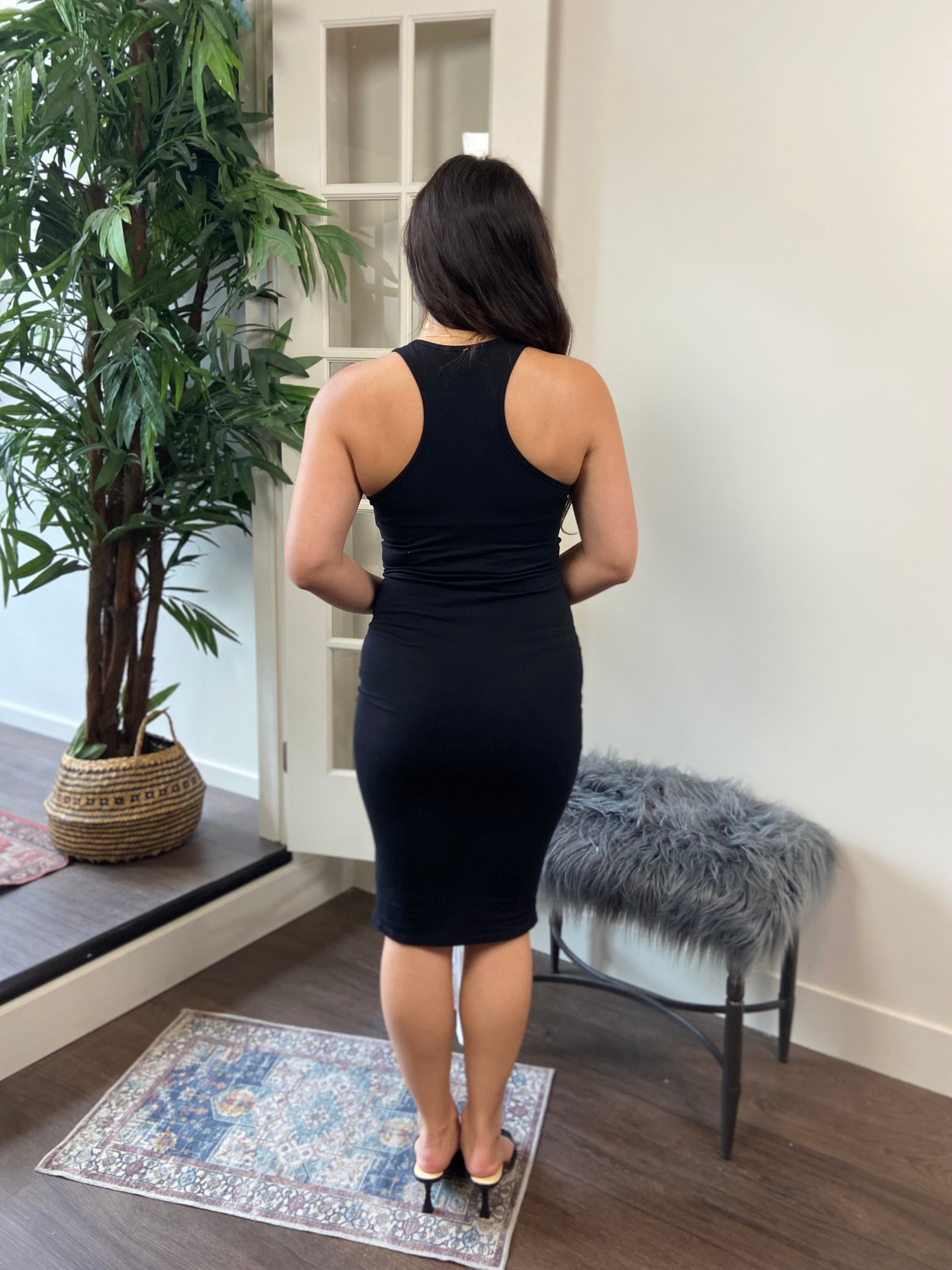 Rosey Black Racerback Midi Dress - MK Threads Boutique