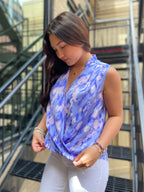 Kael Purple & Pink Satin Sleeveless Blouse - MK Threads Boutique