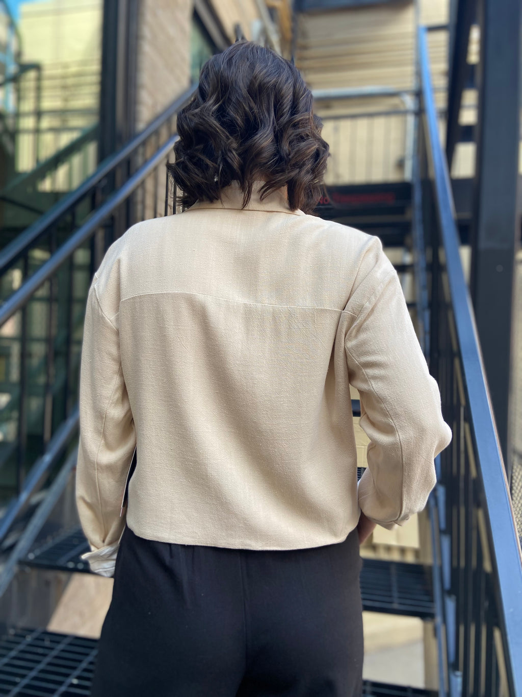 Ashley Taupe Cropped Oversized Jacket - MK Threads Boutique