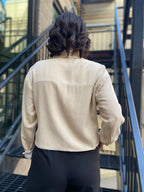 Ashley Taupe Cropped Oversized Jacket - MK Threads Boutique