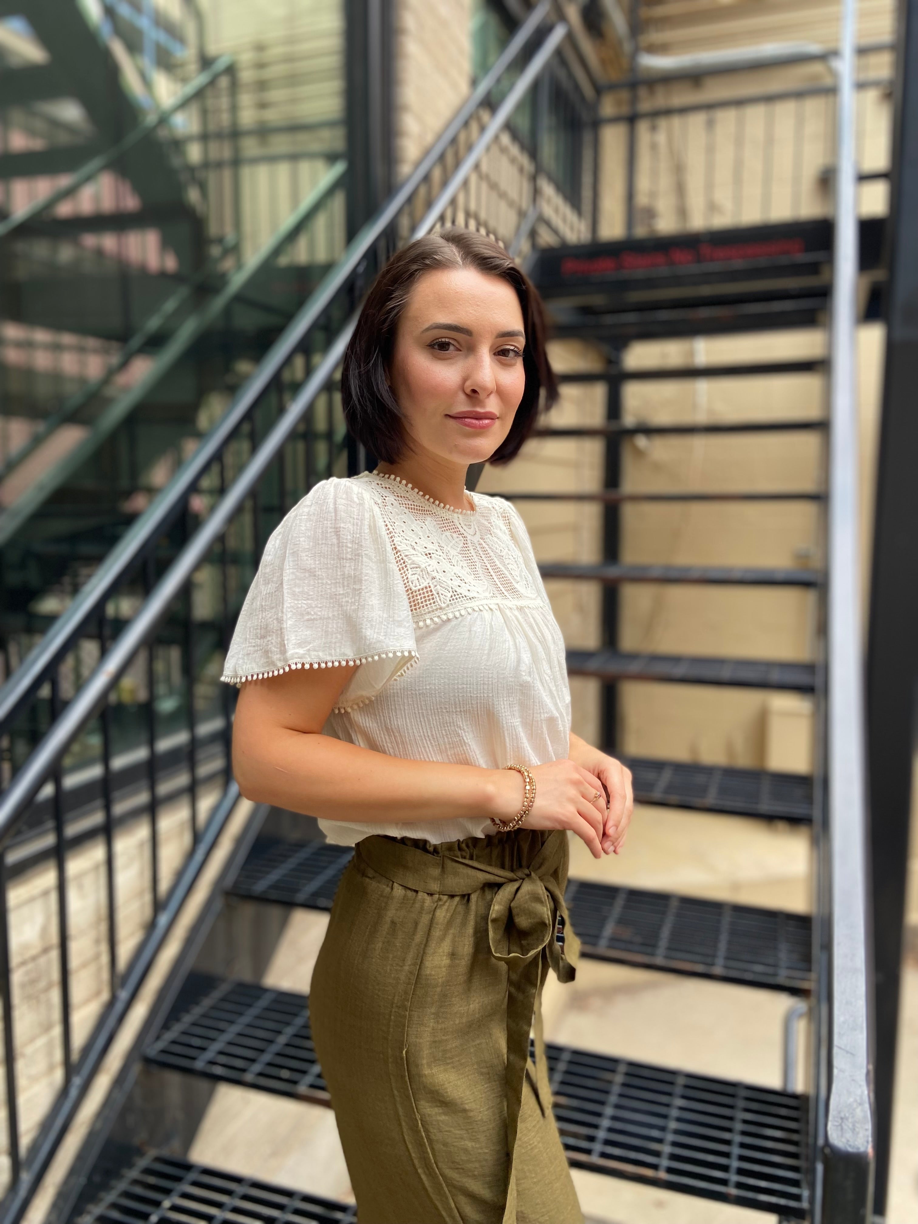 Fallon Ivory Sheer Lace Blouse