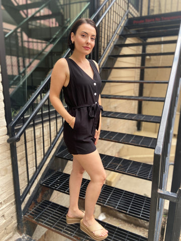 Florence Black Tie Romper