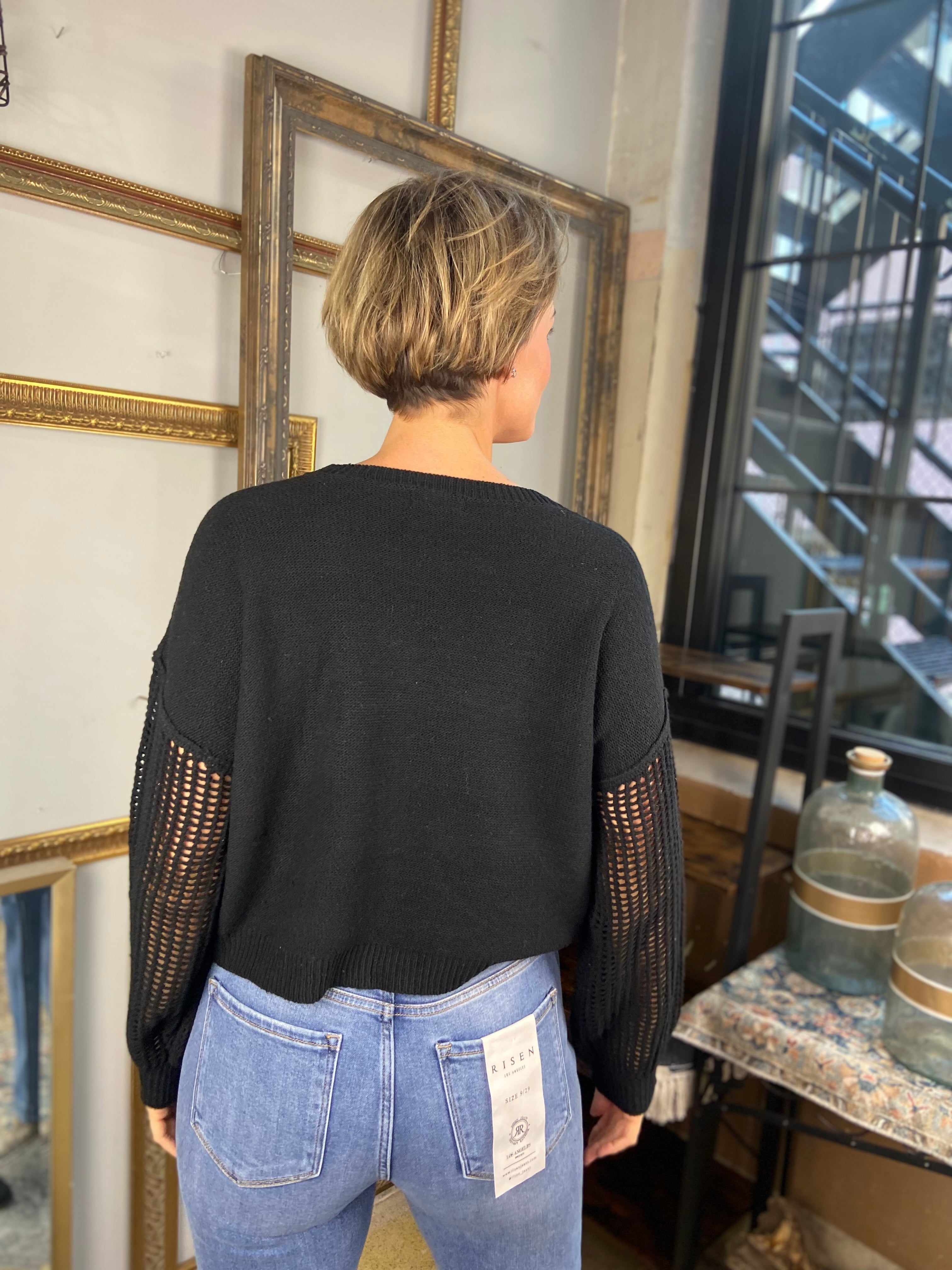 Eden Black V Neck Knit Sweater