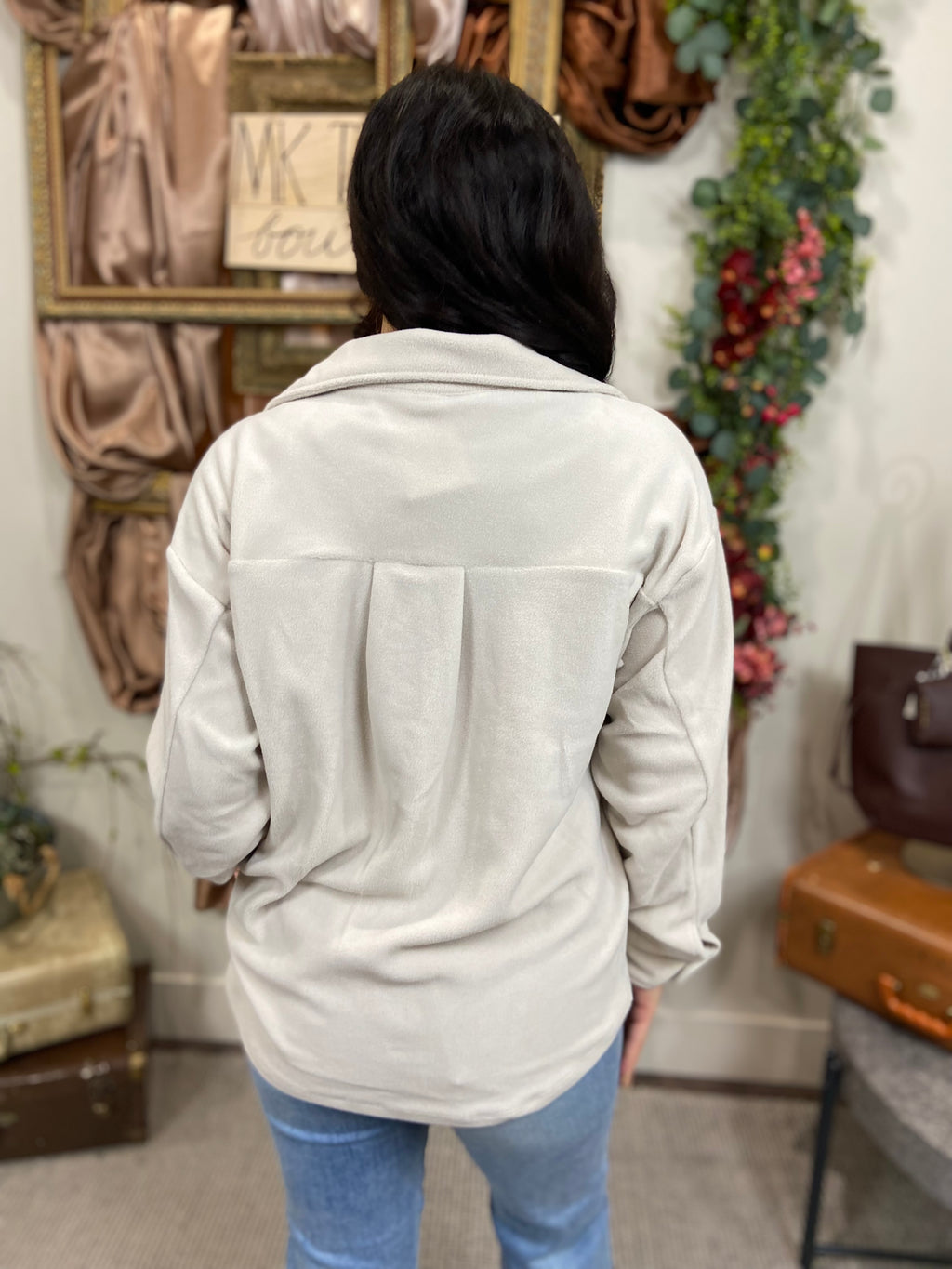 Jared Beige Oversized Fleece Shacket