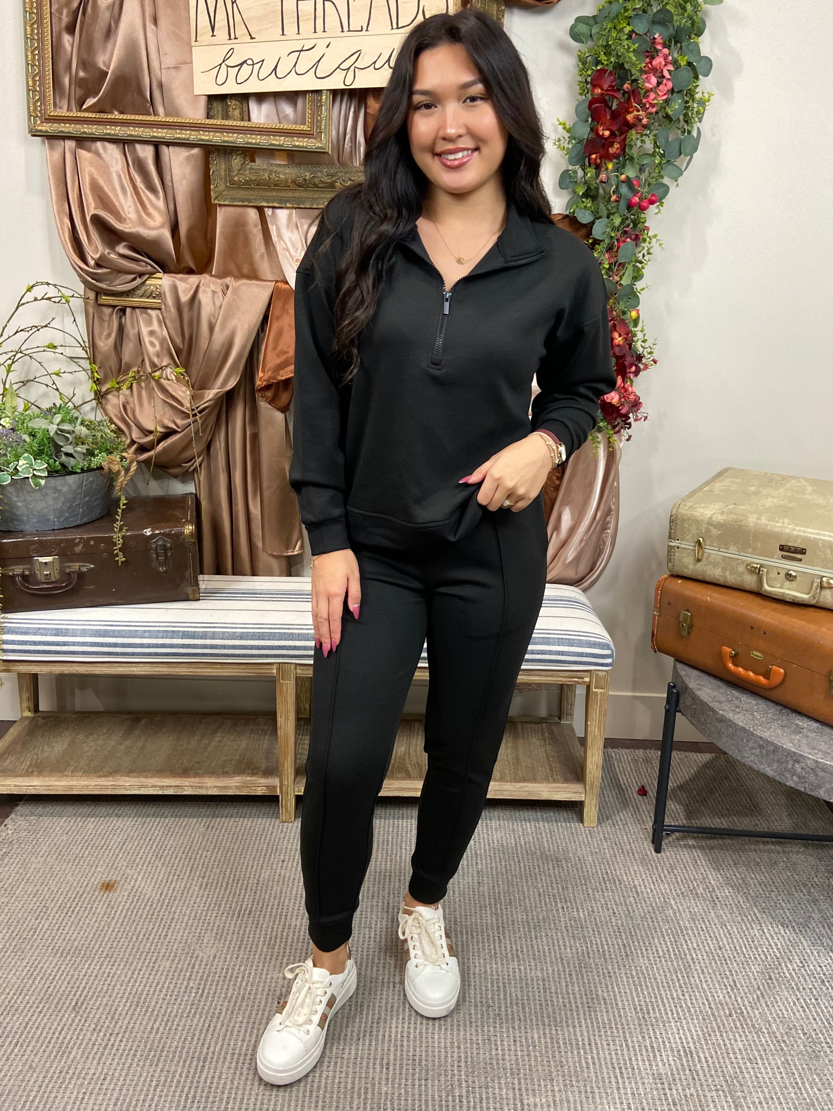 Emma Black Scuba Half Zip