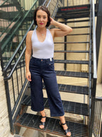 Charles Dark Wash Cropped Braided Side Judy Blue Jeans