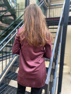 Harper Cherry Coke Faux Suede Long Trench