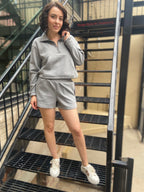 Sam Charcoal Gray Half Zip & Shorts Set - MK Threads Boutique