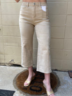 Ellie Taupe High Waisted Cropped Risen Jeans - MK Threads Boutique