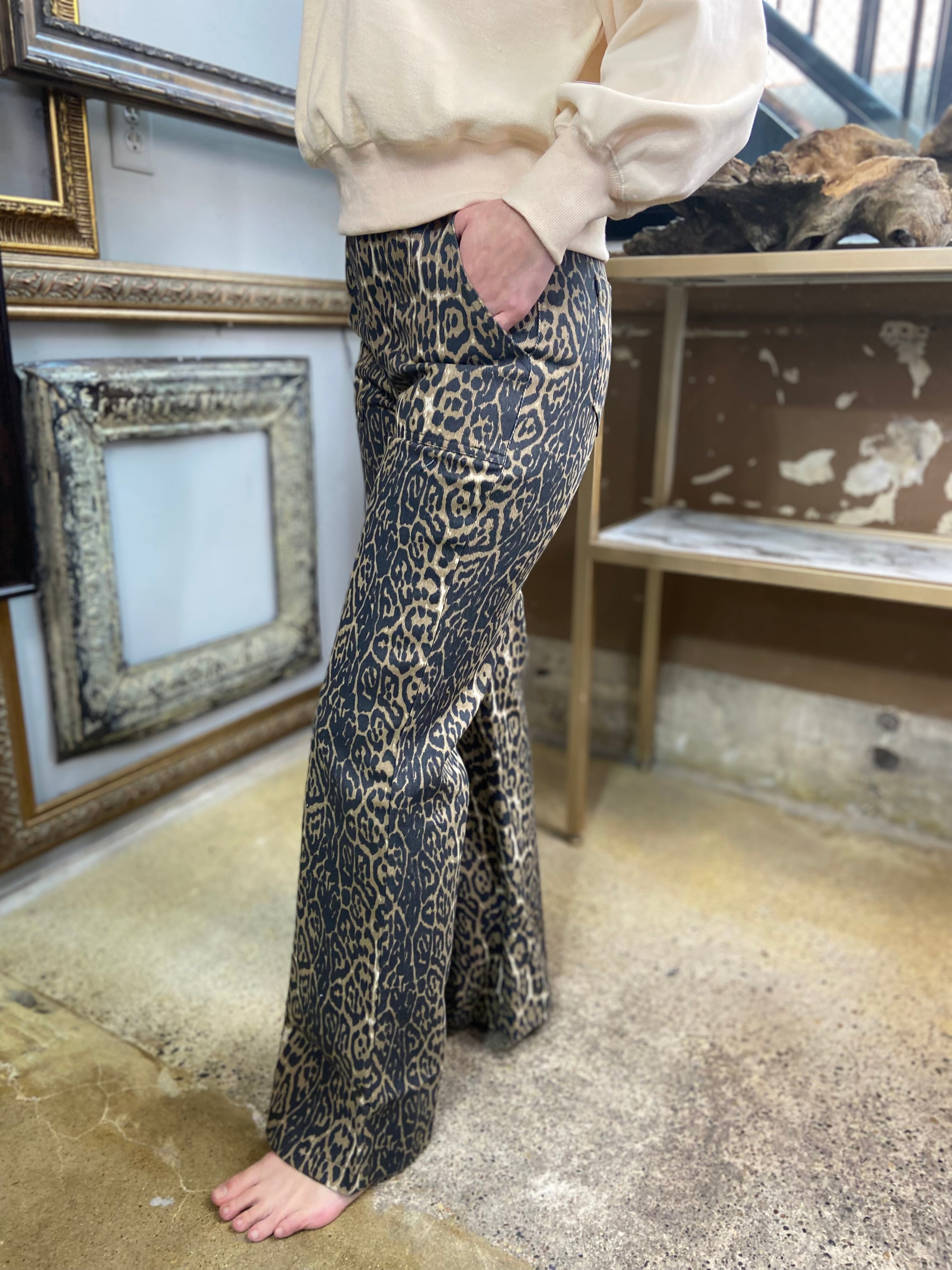 Vanna Leopord Print Flare Jeans