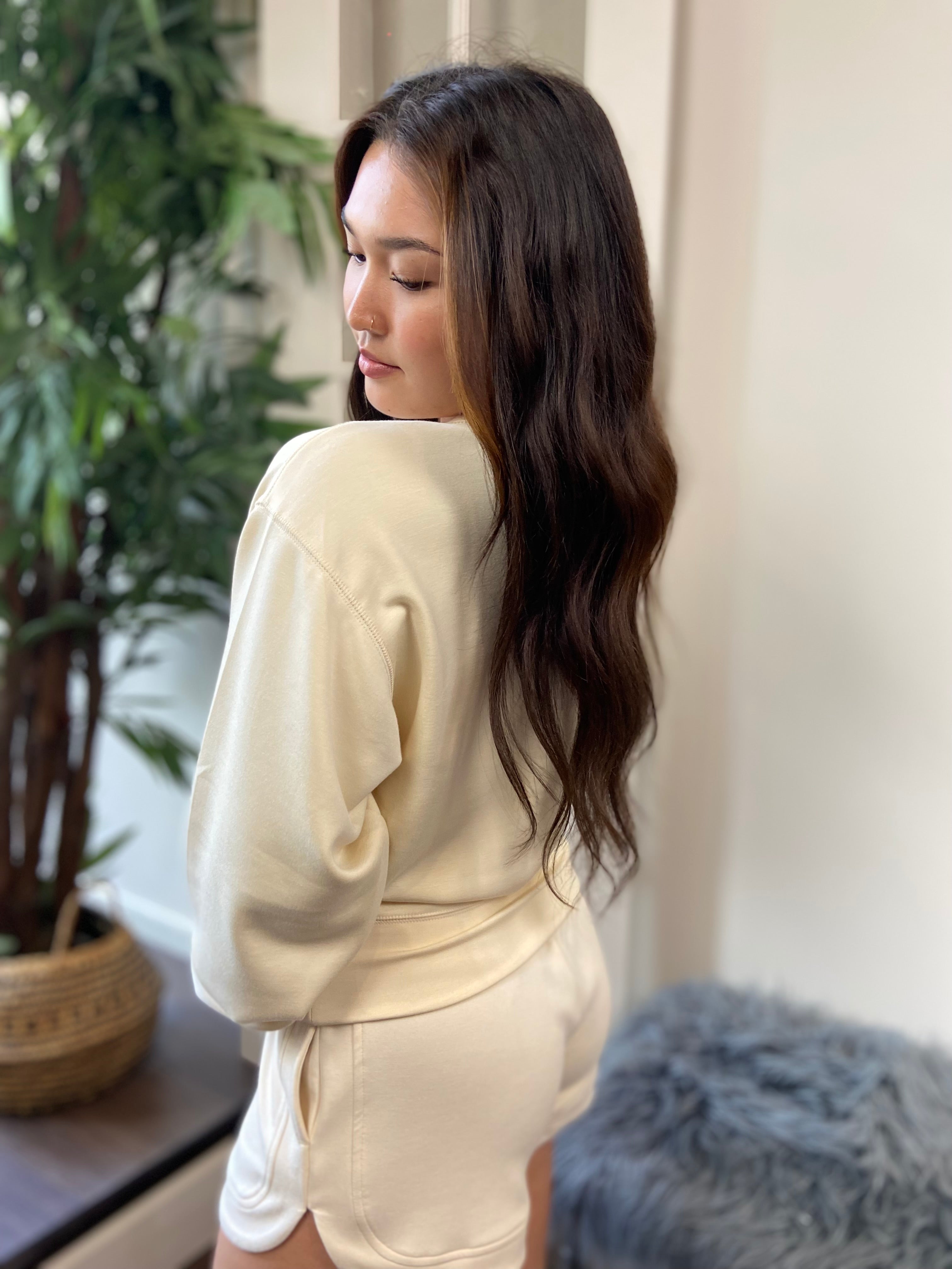 Drew Cream Crewneck Sweater - MK Threads Boutique