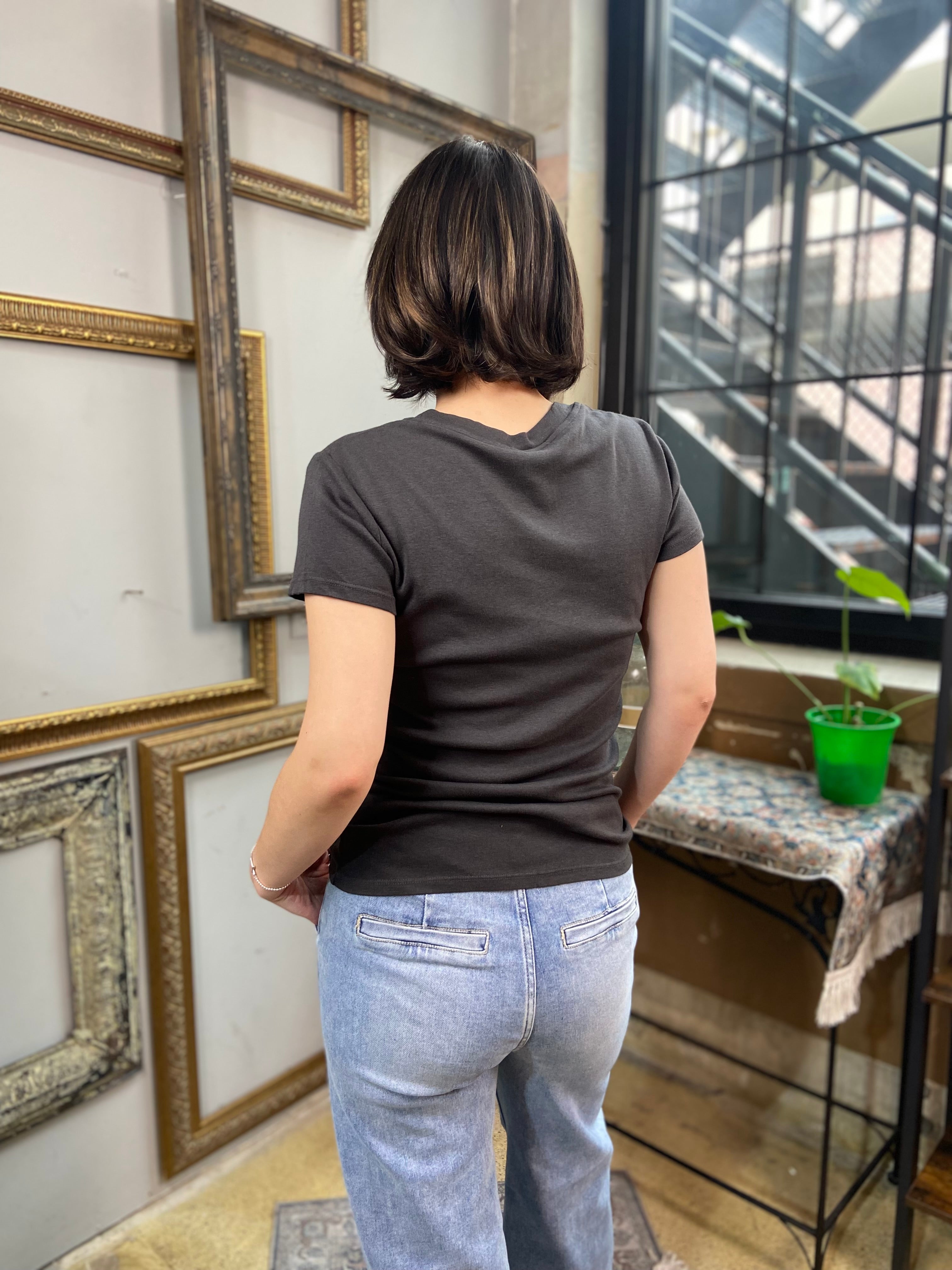 Hane Charcoal Cotton Short Sleeve T Shirt - MK Threads Boutique