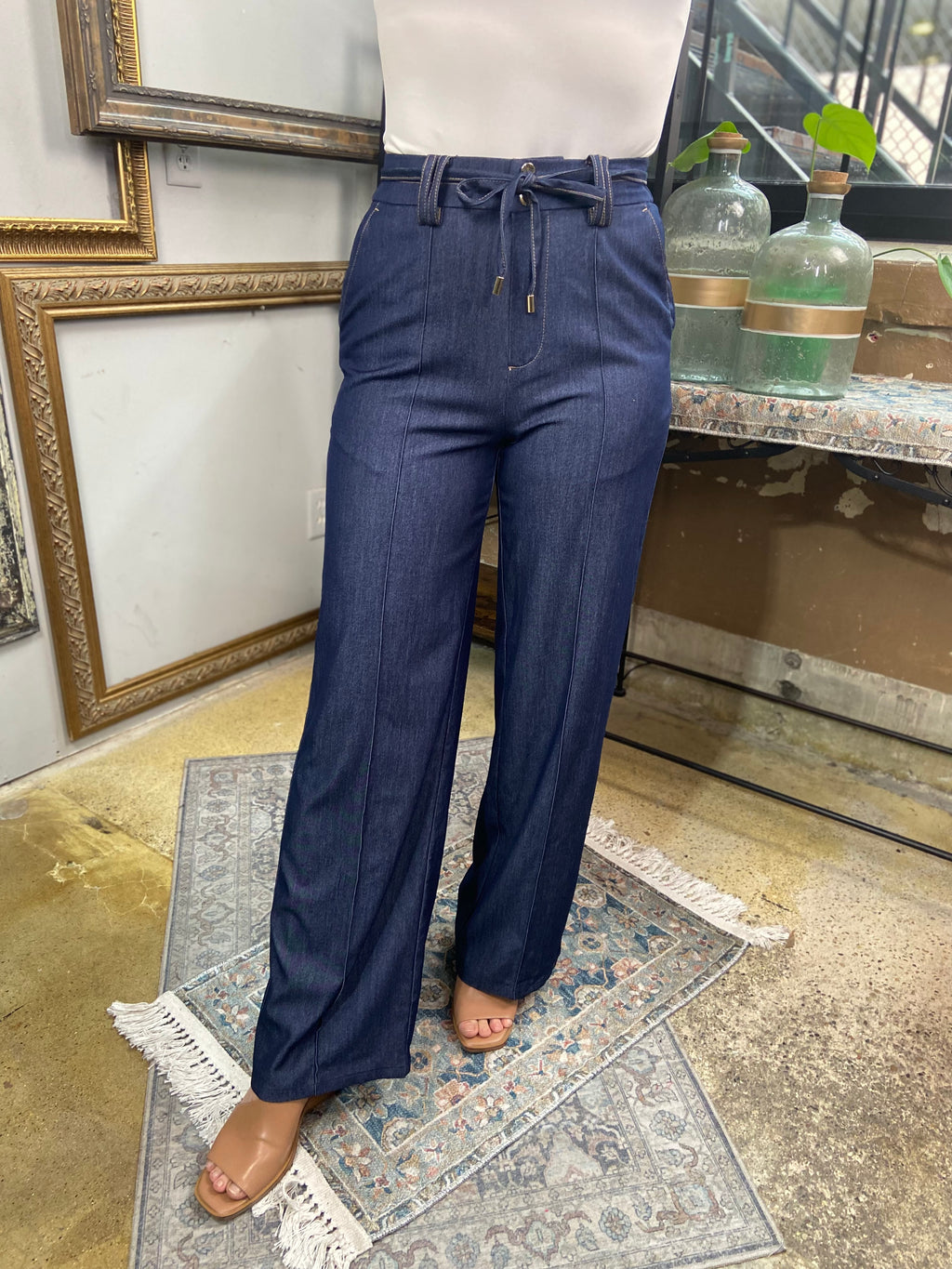 Felix Denim High Waisted Drawstring Pants - MK Threads Boutique