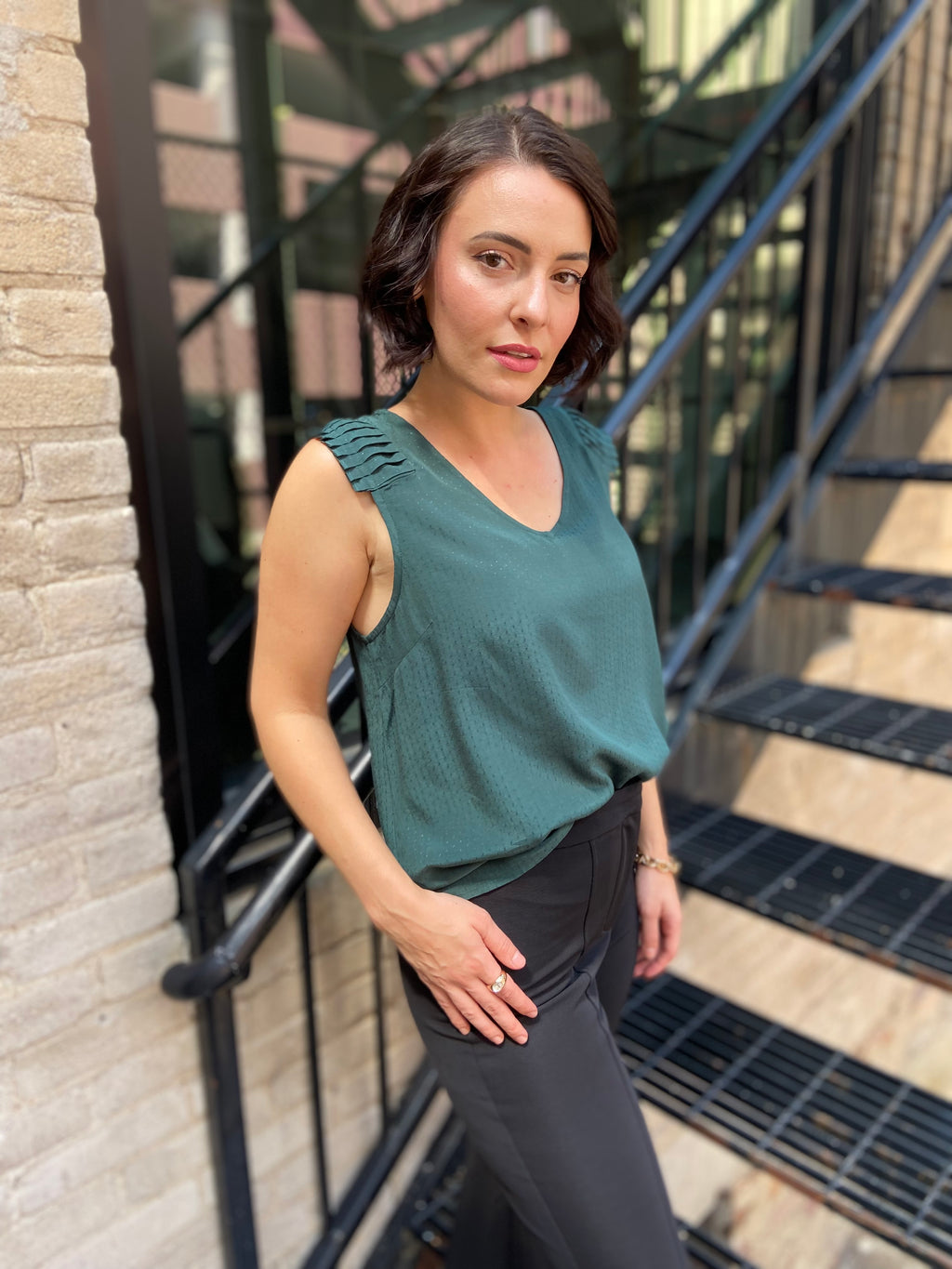 Victoria Hunter Green Tank Top Blouse