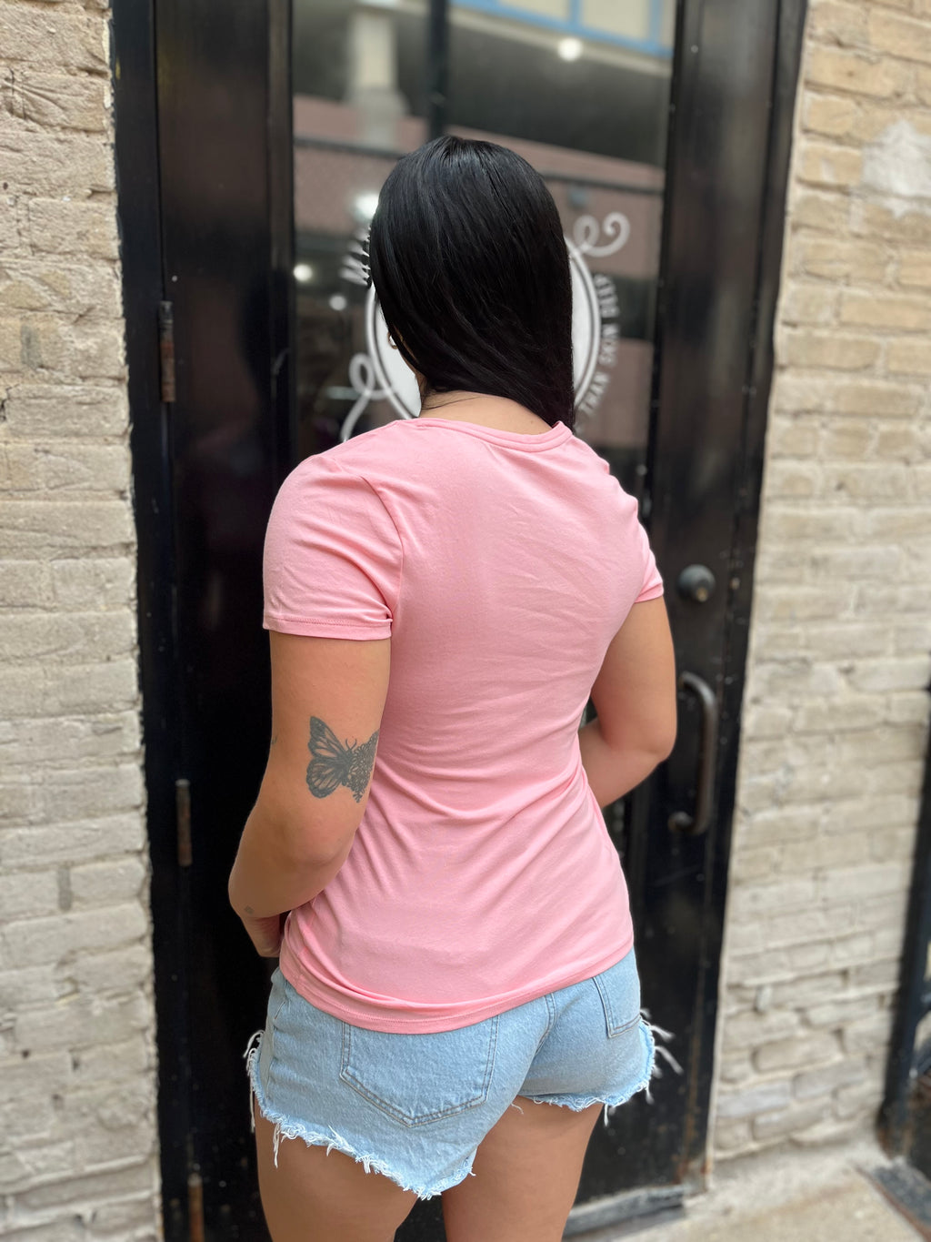 Sia Dusty Pink Basic V-Neck Top