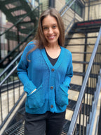 Allisa Teal Button Down Cardigan