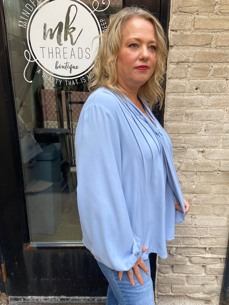 Greta Light Blue Plus Size Blouse