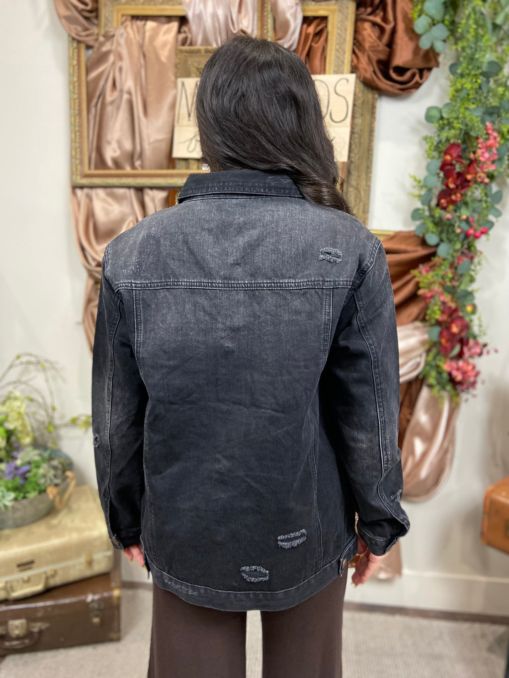 Mason Black Denim Oversized Risen Jean Jacket