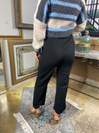 Sadie Black Knit Paperbag Tie Pants