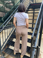 Jodie Taupe Ribbed Drawstring Pants