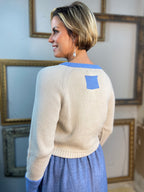Joe White Cardigan With Blue Details