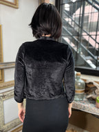 Angie Black Velvet Glitter Cropped Jacket