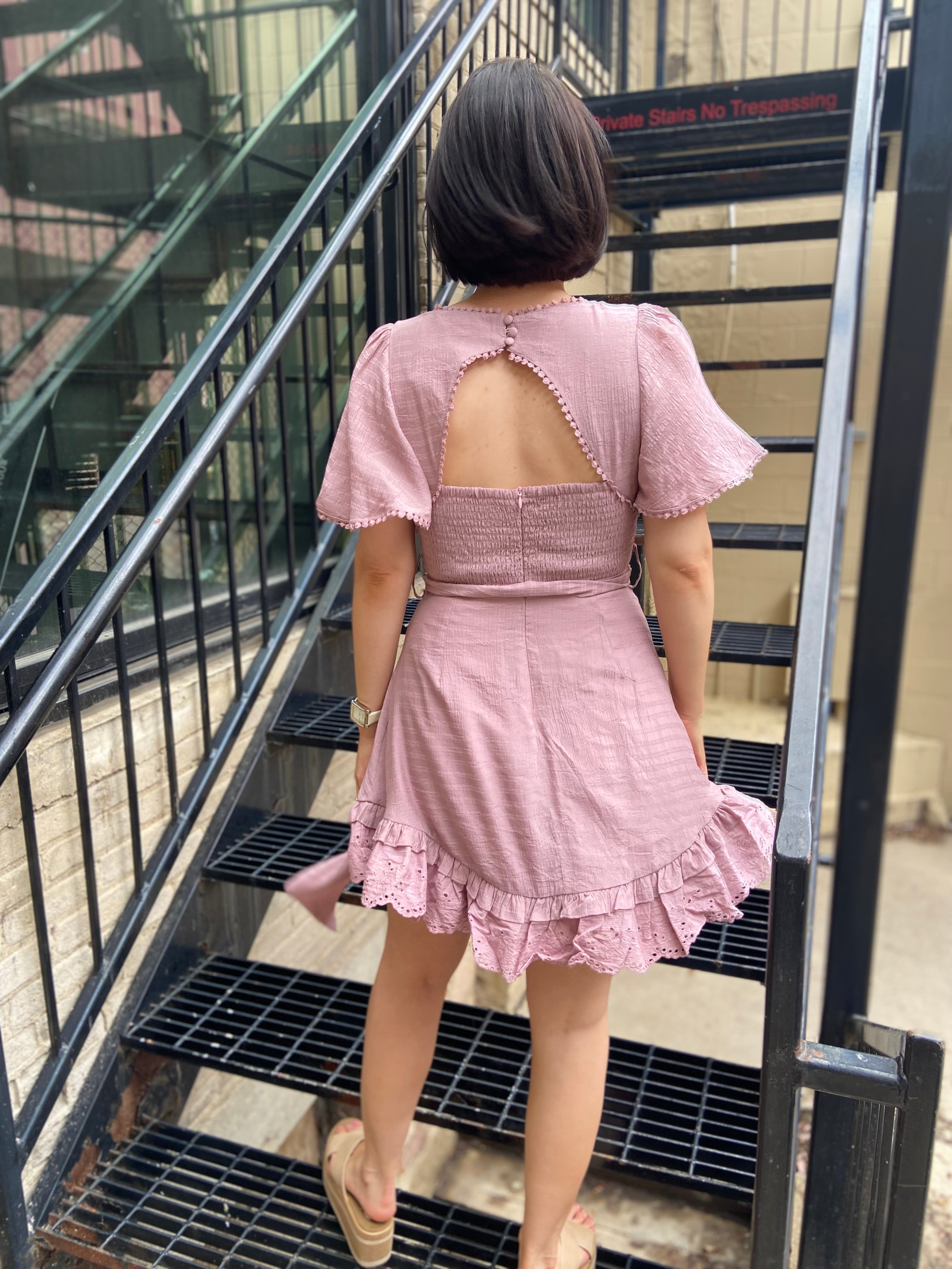 Maya Dusty Pink Detail Mini Dress