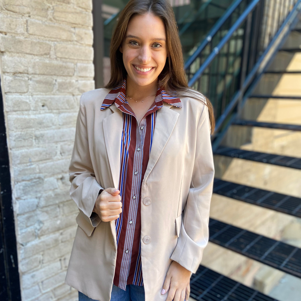 Abi Taupe Oversized Blazer