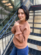 Amelie Deep Camel Mock Neck Sweater