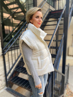 Angela Cream Oversized Puffer Vest