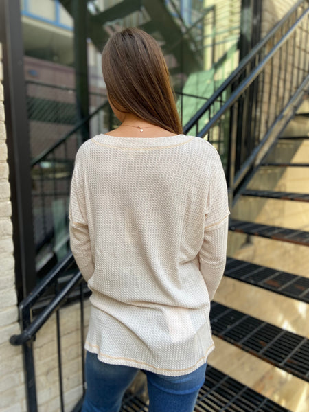 Back View Waffle Knit Top