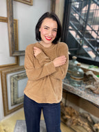 Kayla Deep Camel Chenille Waffle Round Neck Sweater