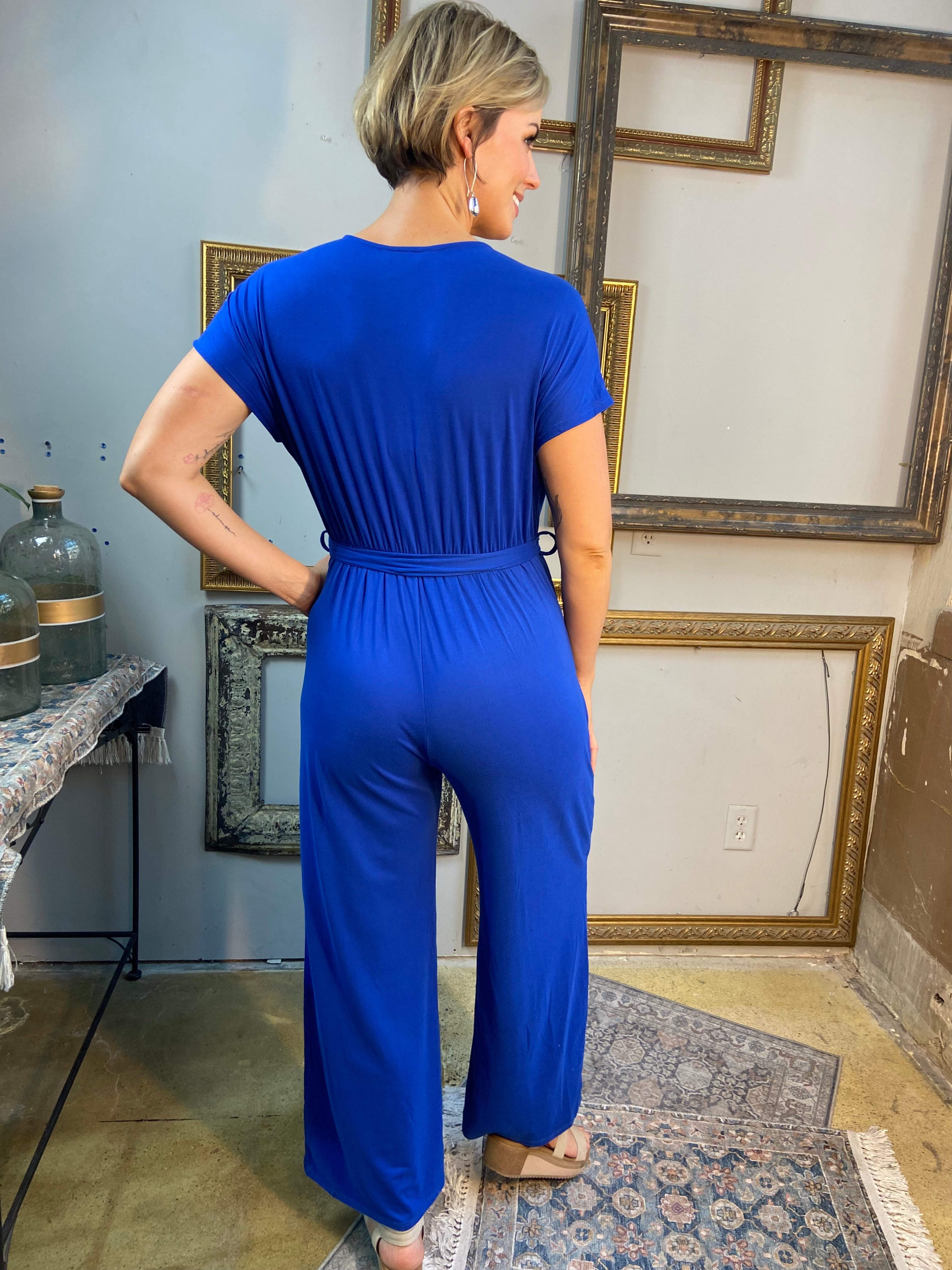 Calista Royal Blue Belted Jumpsuit