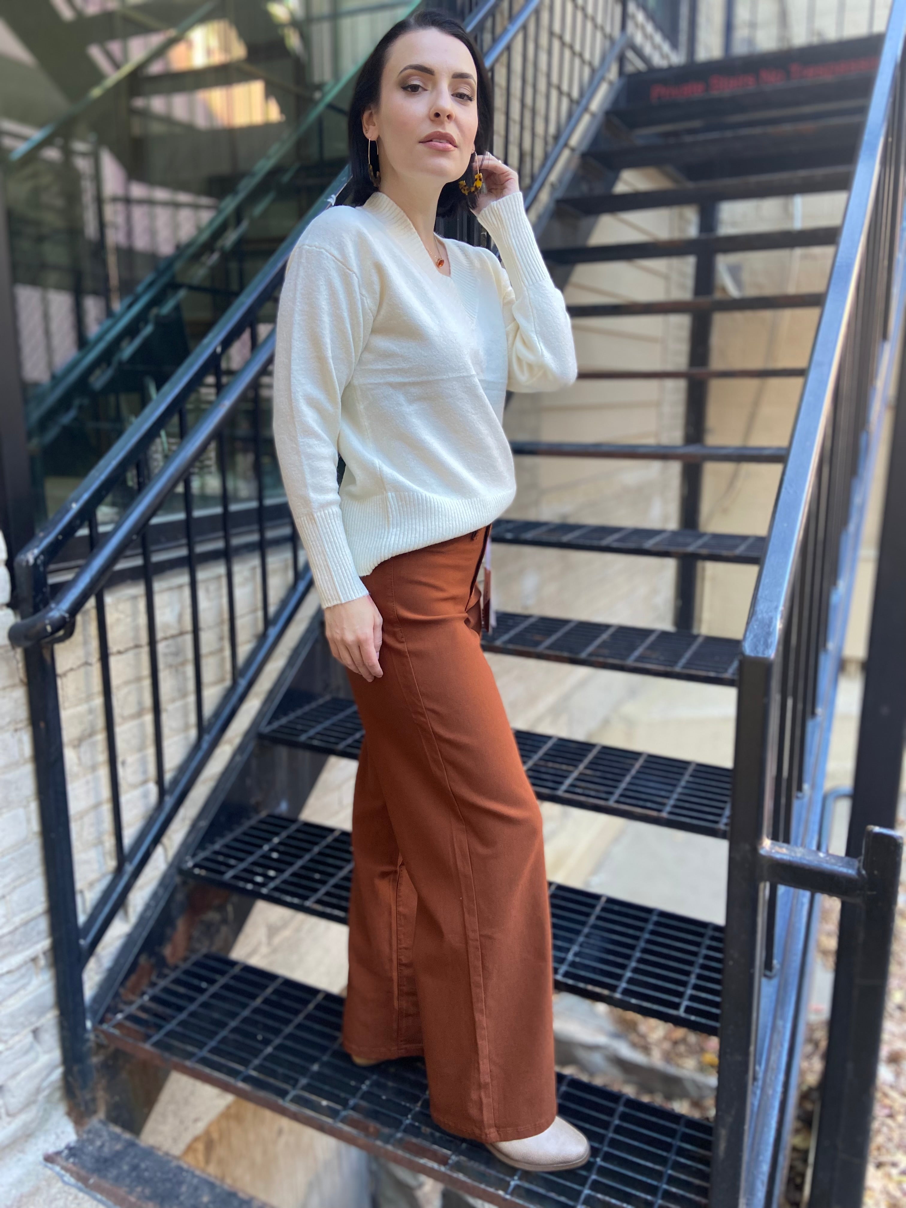 Anna Copper High Rise Wide Leg Jeans