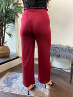 Kaia Burgundy Wide Leg Knit Pants - MK Threads Boutique