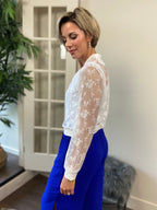 Bia White Sheer Floral Lace Jacket - MK Threads Boutique