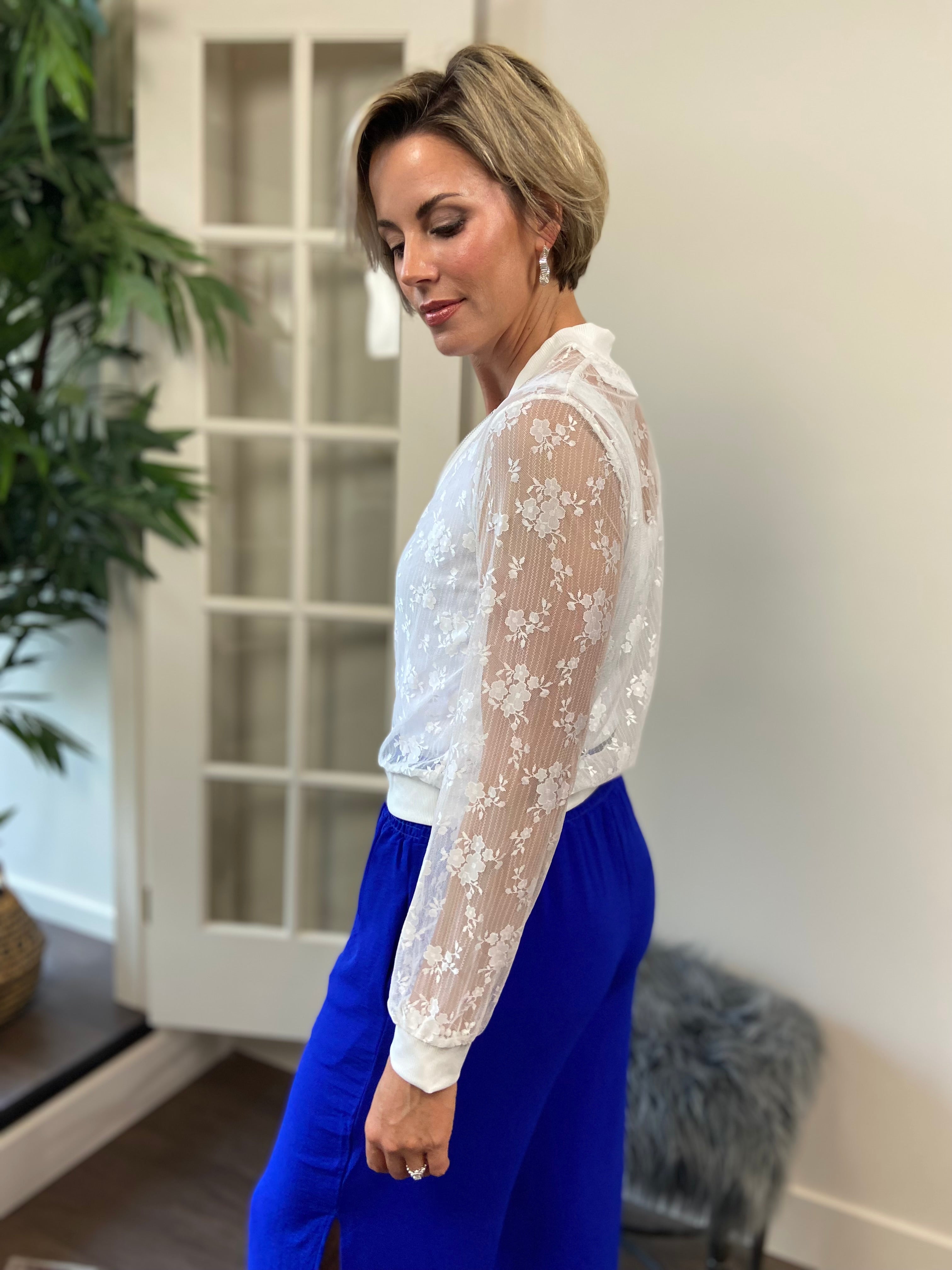Bia White Sheer Floral Lace Jacket - MK Threads Boutique
