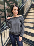 Molly Gray Rib Off The Shoulder Sweater