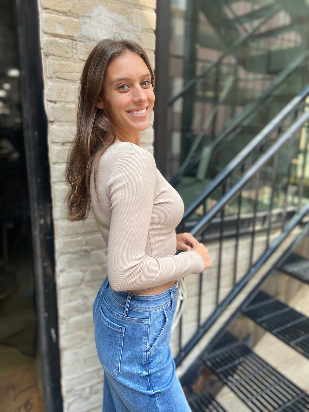 Sammy Brown Ribbed Fitted Long Sleeve