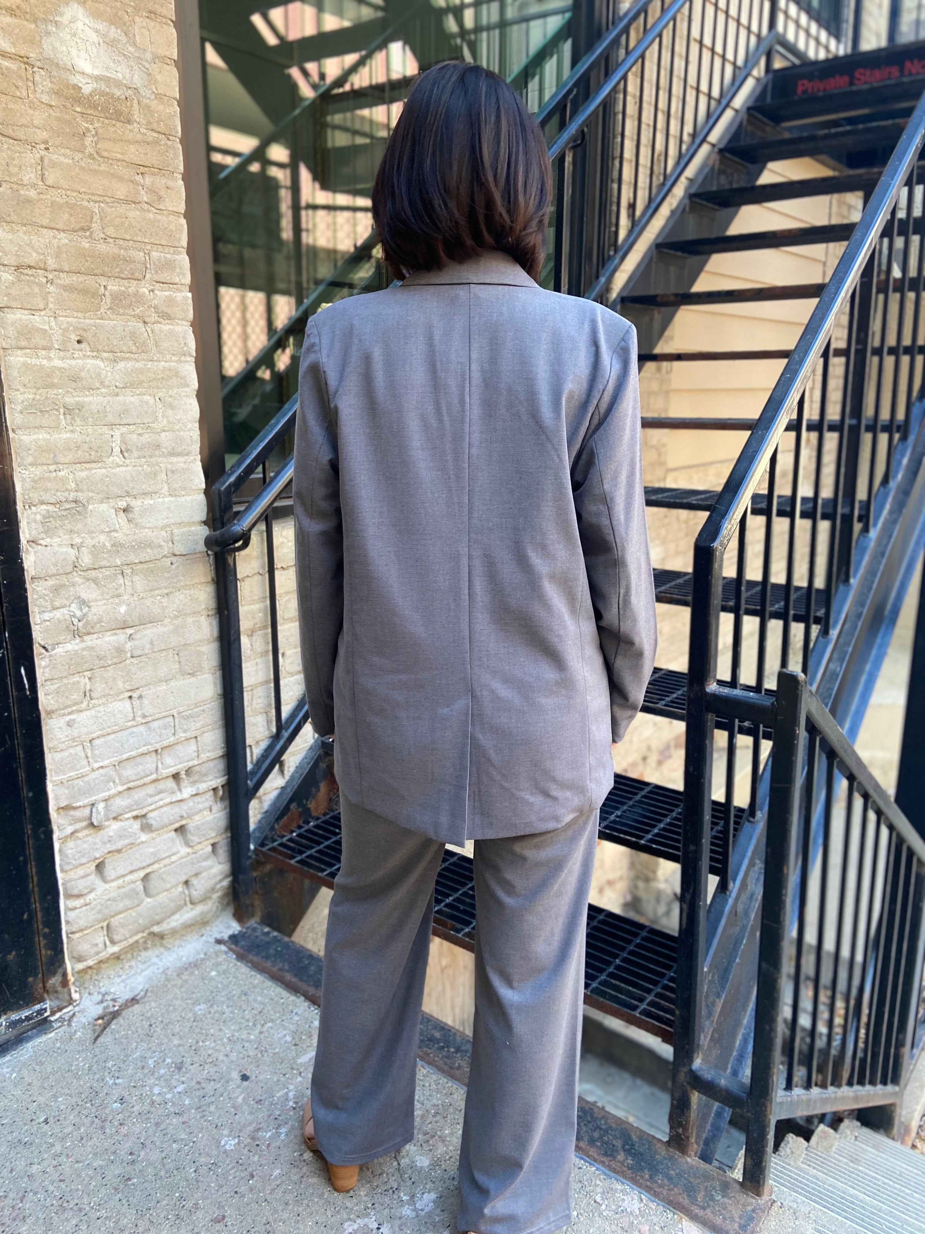 Nora Charcoal Gray Button Blazer
