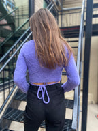 Payton Lavender Fuzzy Long Sleeve Back Tie Sweater