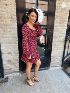Maren Burgundy Floral Dress
