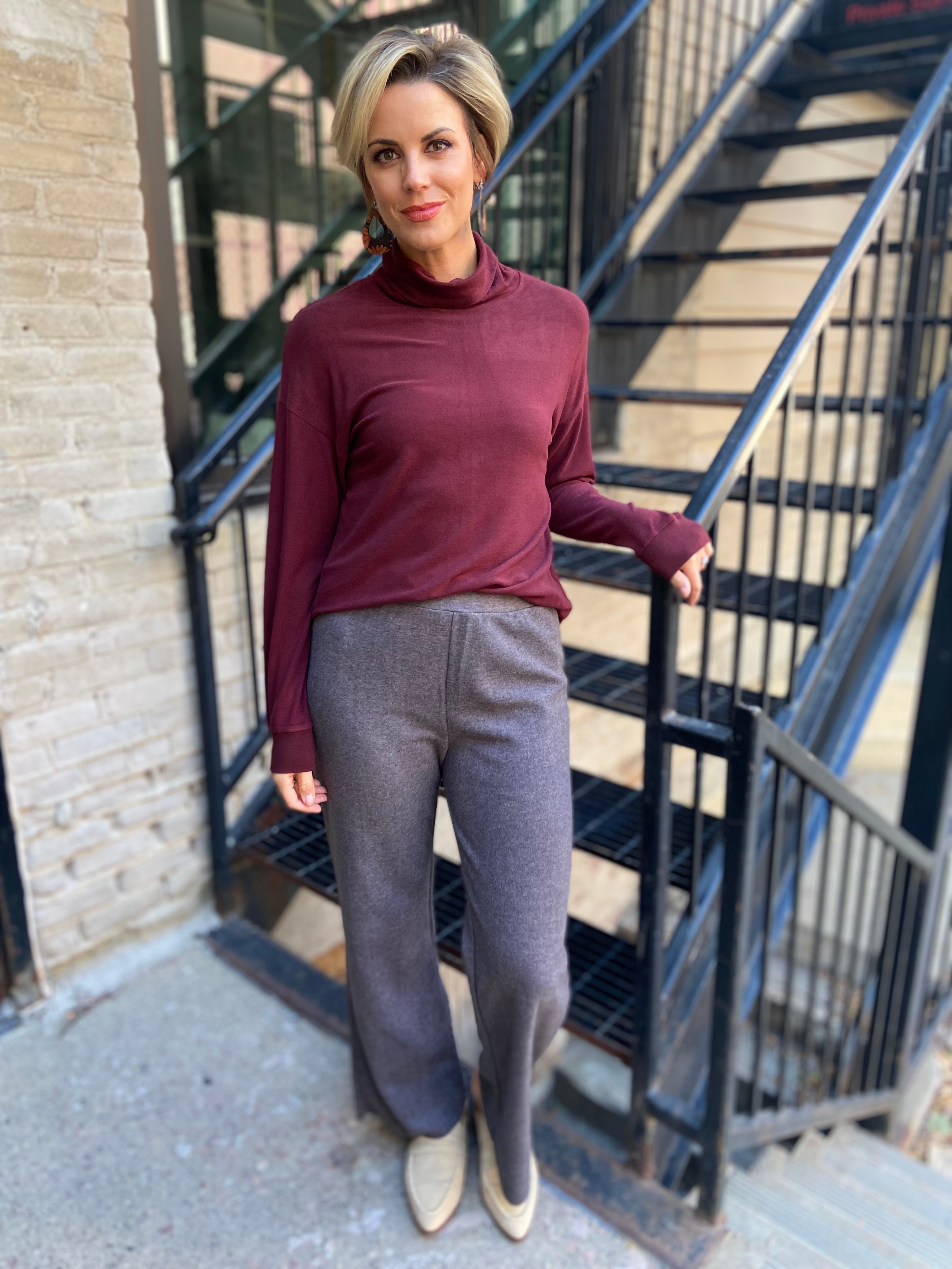 Ricardo Charcoal Elastic Waist Knit Pants