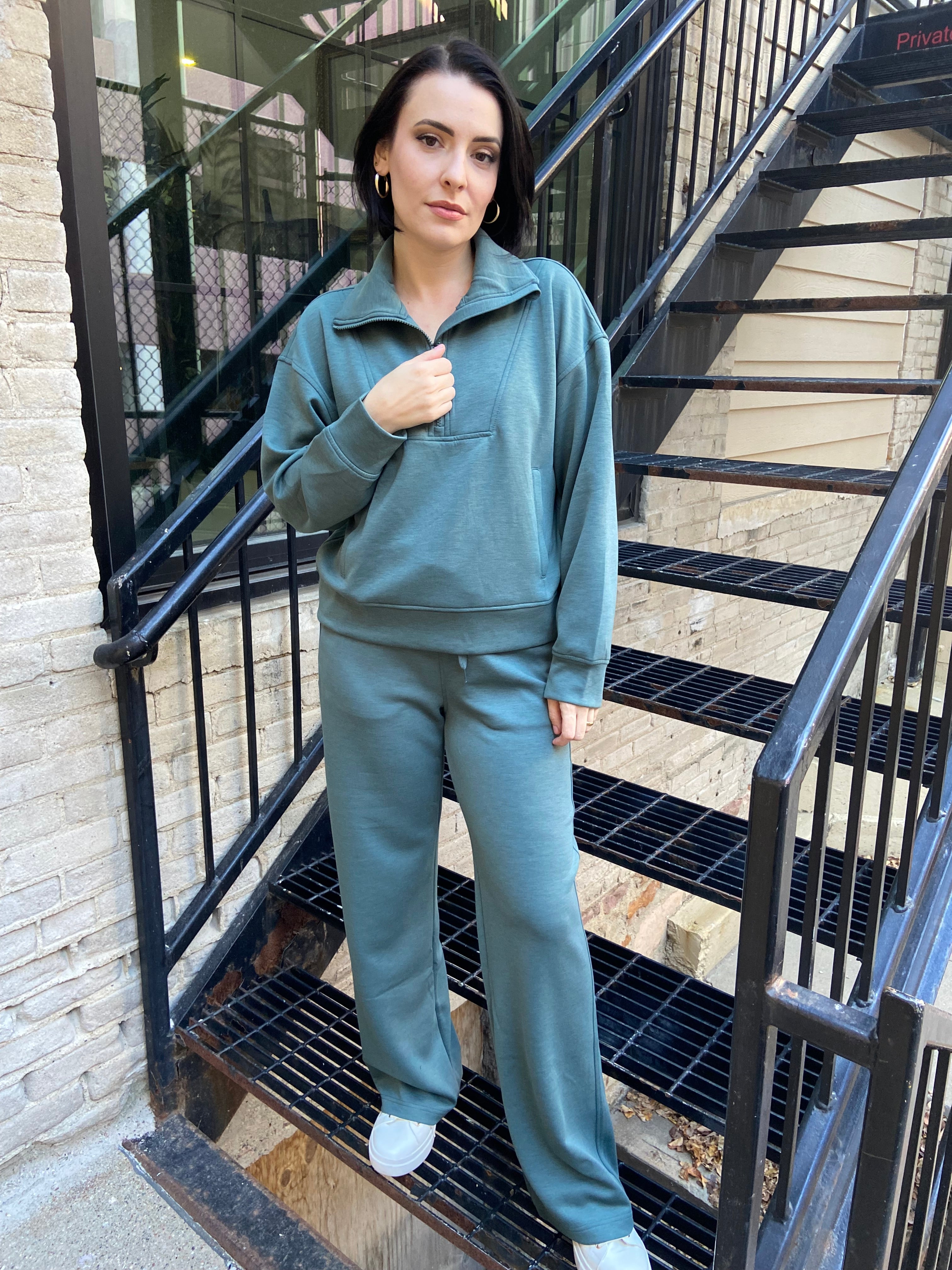 Nicolette Ash Jade Scuba Half Zip Sweater