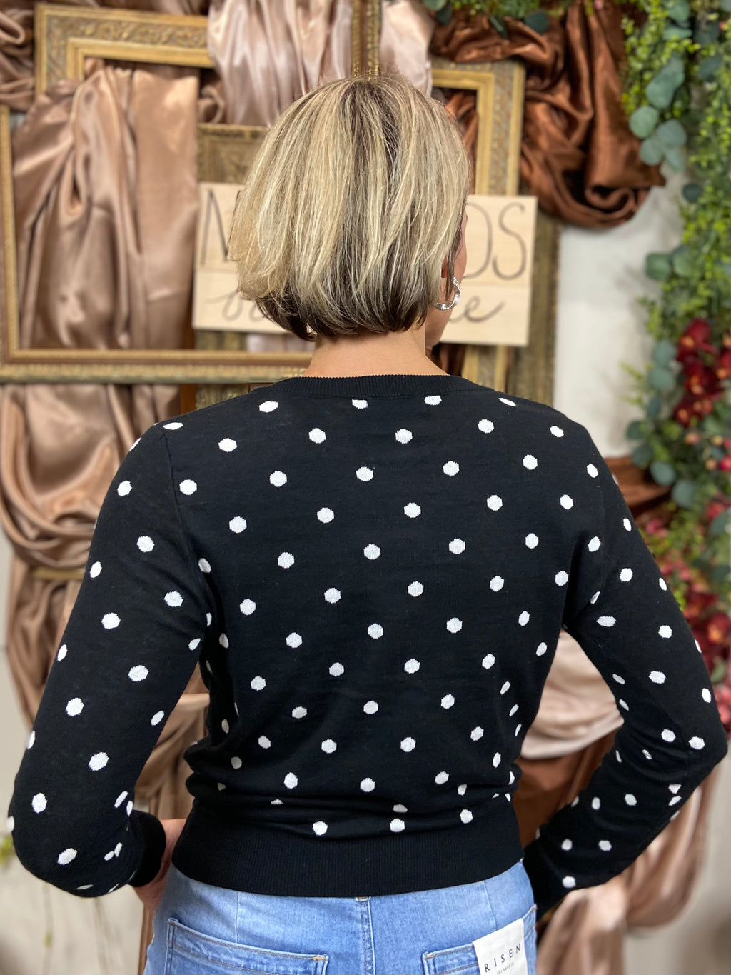 Holly Black Polka Dot Sweater Cardigan