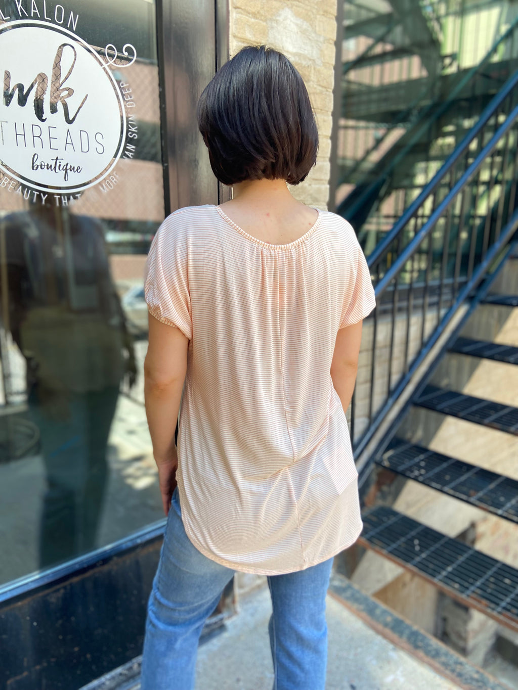 Gia Ivory & Peach Striped T-Shirt