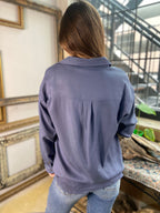 Quin Blue V Neck Long Sleeve Blouse