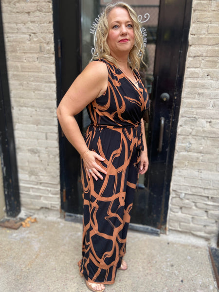 Genevieve Plus Size Abstract Jumpsuit