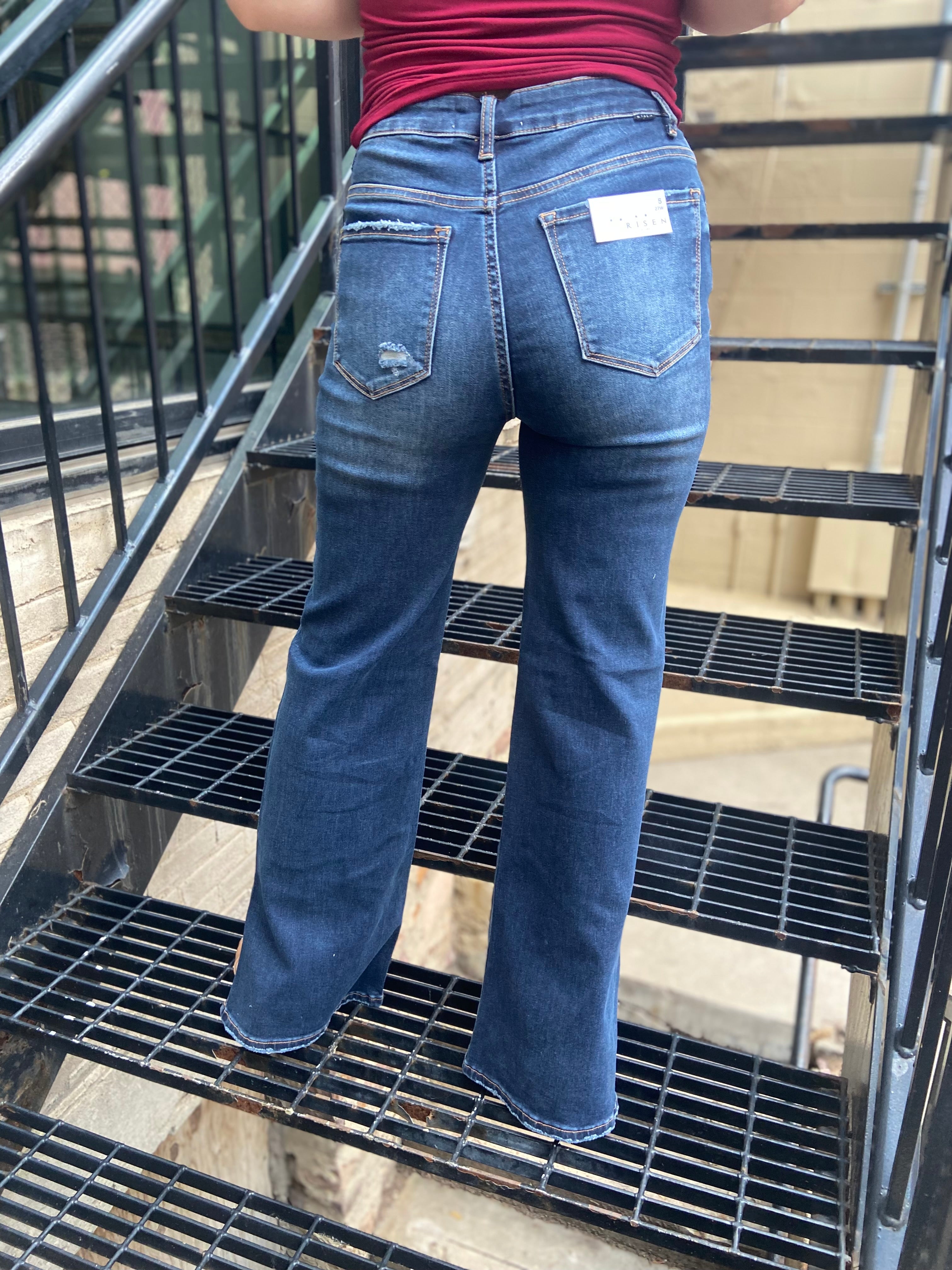 Courtney Dark Wash Flared Risen Jeans - MK Threads Boutique